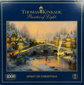 Gibsons Thomas Kinkade 1000 Piece Jigsaw Puzzle 'SPIRIT OF CHRISTMAS' ~ Complete - Picture 1 of 7