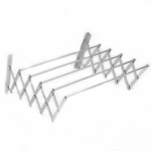 Folding Clothes Hanger Wall Mounted Retractable Cloth Drying Rack Space Saving - Picture 1 of 8