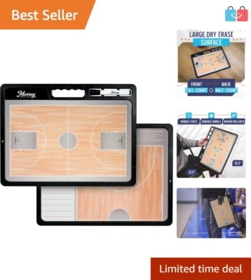 Large Dry Erase Coaches Clipboard for Basketball - Includes Marker & Grip Handle - Image 1 of 4