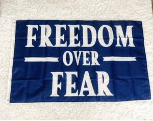 Freedom Over Fear Flag Free Ship USA 3x5' Sign Banner Poster USA Blue America - Picture 1 of 1