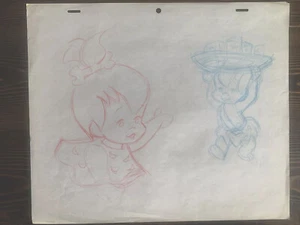 Fred Flintstone Pebbles And Bam Bam Production Art Not Cel Drawing Sketch COA - Picture 1 of 1