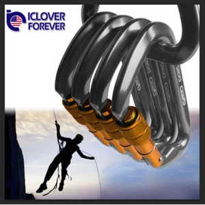 Aluminum Carabiner 30KN Screw Locking Rock Climbing Hiking Outdoor Rescue Big - Picture 1 of 11