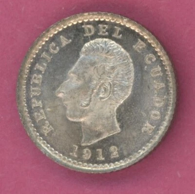 ECUADOR 1/2 DECIMO DE SUCRE 1912 z  KM 55.1  UNC. - Image 1 of 4