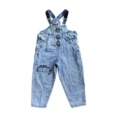 Mono de mezclilla lavado ácido años 90 de colección con castillo princesa por Popsicle talla 4 Foto 1 de 4