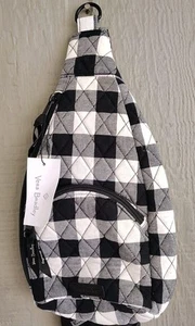 Vera Bradley Essential Sling Rucksack Buffalo Check Schwarz Weiß Crossbody Neu mit Etikett - Bild 1 von 11