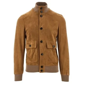 Dacute Men's Brown Suede Bomber Jacket Size 46 - Picture 1 of 9