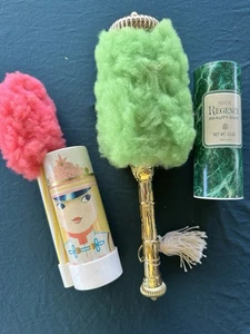 Vintage Avon Regence Beauty Dust Lot Dusting Wand Green Mod Girl Pink Yellow Set - Picture 1 of 8