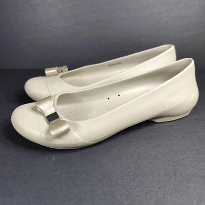 Crocs  Gianna Round Toe Slip On Light  Gray Silver Waterproof Ballet Women's 10 - Image 1 of 4