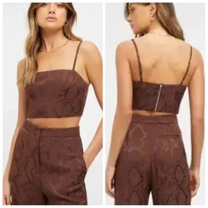 Kookai Brown Snake Print Crop Bodice BNWT Size 36 - Picture 1 of 10