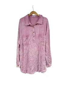 White Birch Mauve Pink Mineral Wash Pullover Tunic Top Fall Womens Size XL - Picture 1 of 6