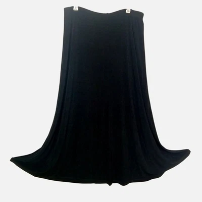 Falda midi cómoda acanalada elástica vintage Chico's Travelers talla 2 (M-8/10) negra Foto 1 de 4