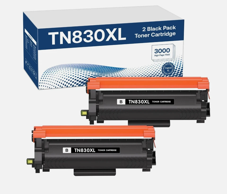 ** NEW Brother Toner Cartridges | TN830 / TN830XL | Black | High Yield | 2-Pack - Image 1 of 1