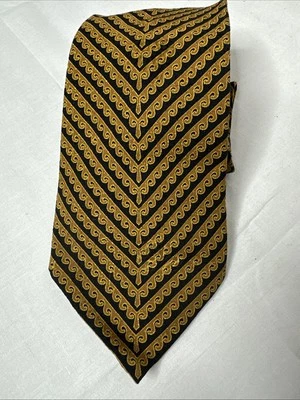 Brioni Men’s Neck Tie 3.5” X 60 Geometric Gold/Black EUC - Image 1 of 4