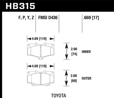 Front Disc Brake Pad Set for 2002 Toyota 4Runner - Image 1 of 4