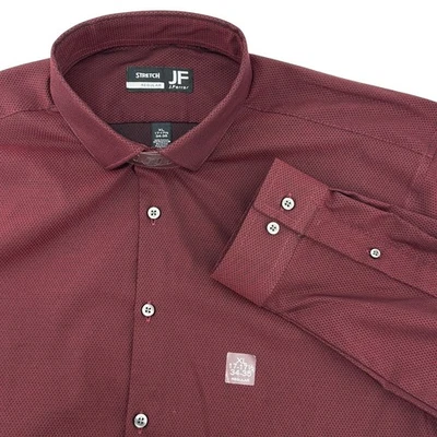 Camisa J Ferrar Para Hombres Elastizada Calce Regular Borgoña XL 17-17.5/34-35 ¡NUEVA CON ETIQUETAS! Foto 1 de 4