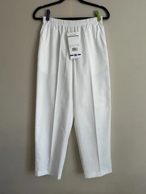 Vintage NWT Jantzen Classics Elastic Waist Womens Pants White Medium Petite - Image 1 of 4