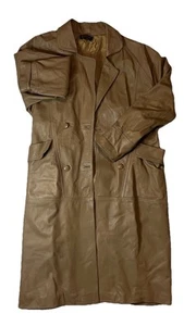 Vintage Vera Pelle Brown Viscose Trench Coat Medium Made in Italy – Urban - Picture 1 of 5