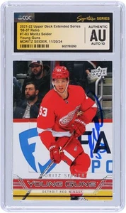 Moritz Seider Red Wings Signed 2021-22 Upper Deck #T-83 CGC Auto 10 Rookie Card - Picture 1 of 3