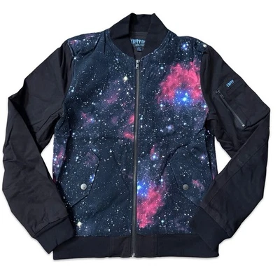 Tripp Nebula Galaxy Spiritual Punk Rocker Goth Rave Biker Flight Bomber Jacket - Image 1 of 4