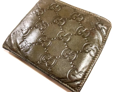 GUCCI VINTAGE GUCCISSIMA GG MONOGRAMA CARTERA DE CUERO MONEDA PLEGABLE ORO... - Imagen 1 de 4
