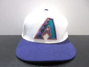 Arizona Diamondbacks Hat Cap Fitted Mens 7 1/4 White Purple MLB Baseball Logo - Picture 1 of 8