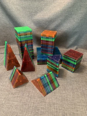 Lot of 120 MAGNA TILE See-Through Color Magnetic Building Blocks - Image 1 of 4