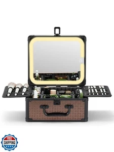 Qislee Makeup Box with A Detachable Lighted Mirror, Waterproof Travel Train C - Picture 1 of 5