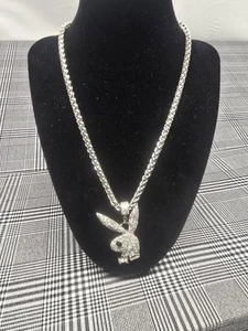 Unisex Playboy Silver Pendant Necklace Brand New With Tags Originally $75 - Picture 1 of 4
