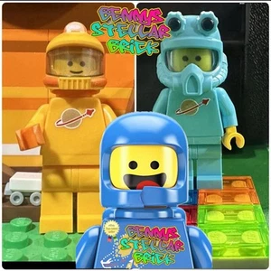 LEGO Spaceman 🎨 Flame Yellow & Medium Azur W/ Miner Helmet & Yellow Air Tank - Picture 1 of 5