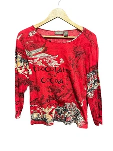 Vintage Jane Ashley Red Top Women’s Medium – 90s Y2K Style, 3/4 Sleeve Blouse - Picture 1 of 5