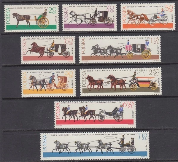 波兰 1965 年马车套装 (x9) 全新无标签 (ID:487/D66170) — 第 1/1 张图片