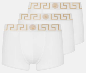 NWT Versace Greca Border Medusa White Greek Key Logo 3 Pack Trunk Boxers 6 US L - Picture 1 of 24