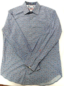 CAMISA ROBERT GRAHAM ÚNICA AZUL A CUADROS ABOTONADA DISEÑOS AZULES Y PLANTAS ROJAS MED - Imagen 1 de 13