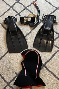 Lote de Buceo De Colección Aqualung Aletas de Cohete ScubaPro EE. UU. Buzos Máscara Farallón Snorkel - Imagen 1 de 24