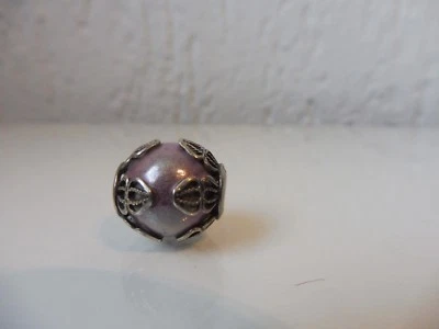 Bel Ciondolo A Catena, Elemento, Tedora, Argento 925 Con Perla Di Vetro, Italia - Immagine 1 di 4