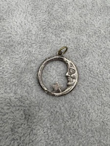 Vintage Sterling Silber Halbmond Mond und Stern Anhänger  - Bild 1 von 3