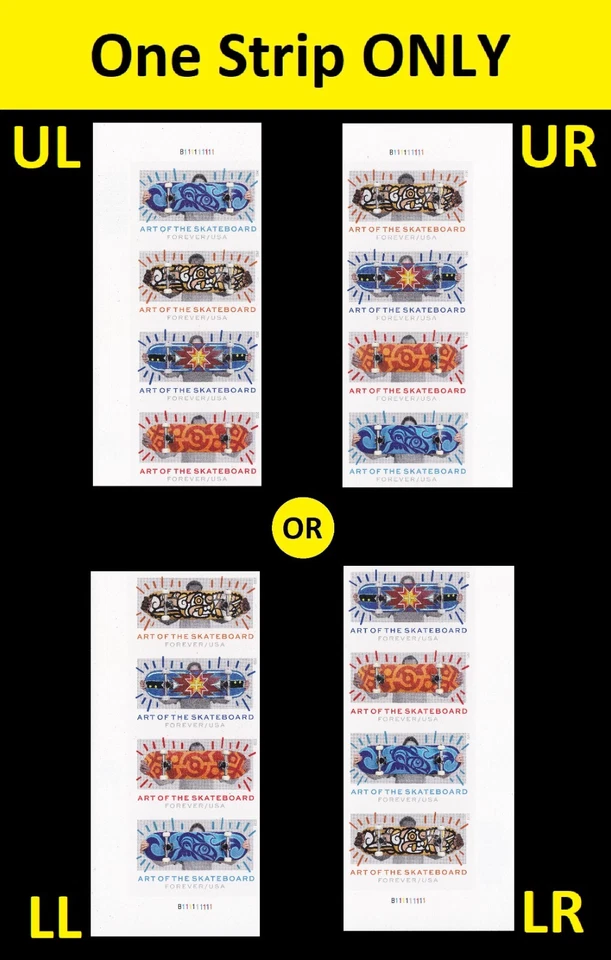 US 5766c Art of the Skateboard imperf NDC vert plate strip 4 MNH 2023 - Image 1 of 1