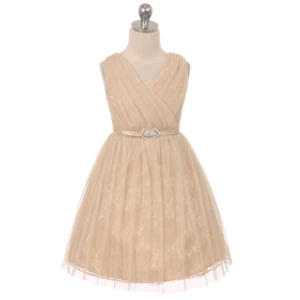 Kleid Champagner Größe 12 Konzert Hochzeit formell Party Geburtstag Blumenmädchen - Bild 1 von 2