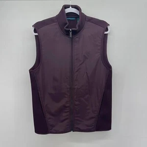 Perry Ellis Dark Plum Windbreaker Zip Front Vest - Picture 1 of 6