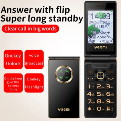 4G LTE Flip Mobile Phone 1800mAh 2.8'' Dual SIM Cards Large Key Cellphone FM SOS - Image 1 of 4