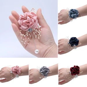 Wedding Bridesmaid Wrist Flower Bridal Prom Party Corsage Hand Flowers Supplies - Picture 1 of 34