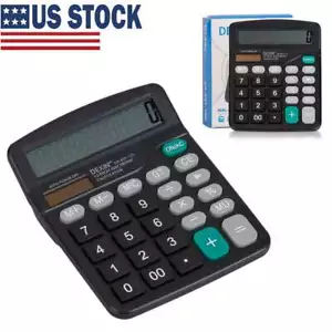 Desktop Calculator 12 Digit Display Battery Solar Basic Big Button Business Home - Picture 1 of 12