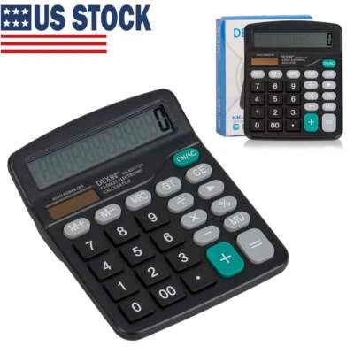 Desktop Calculator 12 Digit Display Battery Solar Basic Big Button Business Home - Image 1 of 4