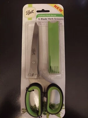 BALL 5-Blade Kitchen Herb Scissors/Shears Stainless Steel With Green Blade Cover - Image 1 of 3