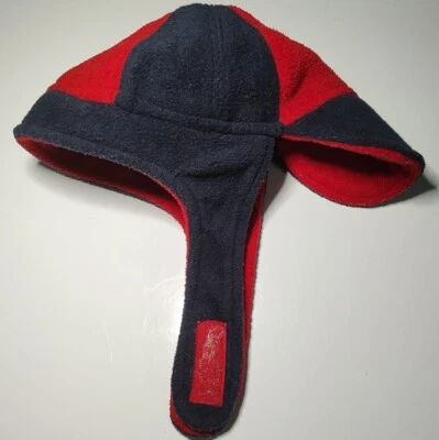 Детская теплая флисовая зимняя шапка с ушными клапанами красная синяя 12–18 месяцев - Изображение 1 из 4