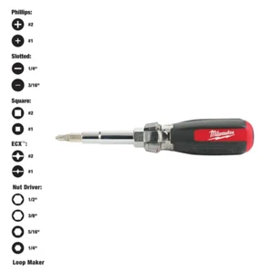 Milwaukee 13-in-1 Multi-Bit Screwdrivers Combination Drive Cushion Grip Handle - Picture 1 of 12