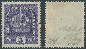 1918 TRENTINO ALTO ADIGE USATO 3 H SOPRASTAMPA CAPOVOLTA - RB13-5 - Picture 1 of 1