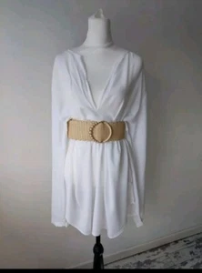 Asos Womens White Casual Workwear Blouse top Tunic Size L 12 Long Sleeve Summer - Picture 1 of 7