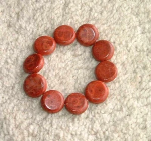 Authentisches Apfel Koralle Perlen Stretch Armband - Bild 1 von 2
