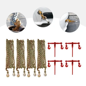 4 Stück 5/16"-3/8" Kette und Ordner Kit Ratsche Last Ordner mit 4x 20 Fuß Ketten NEU - Bild 1 von 22